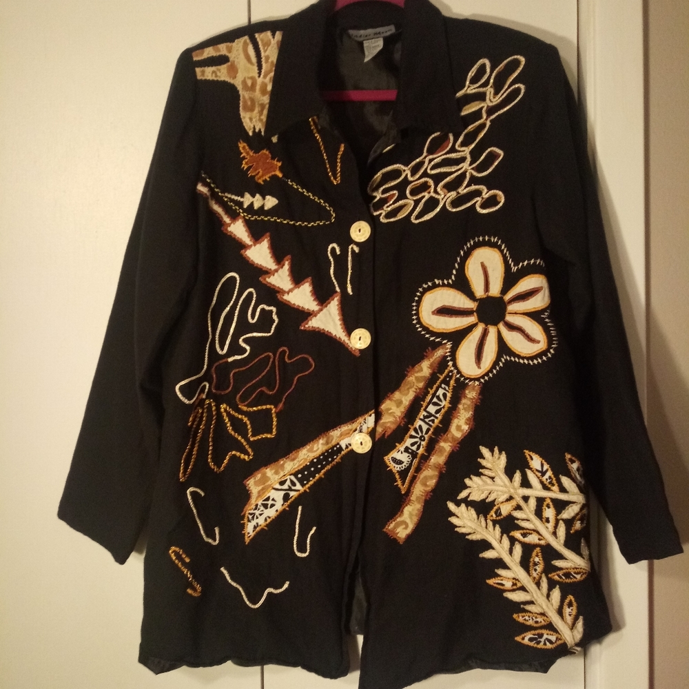 Indigo Moon Black Long Sleeve Floral Shirt